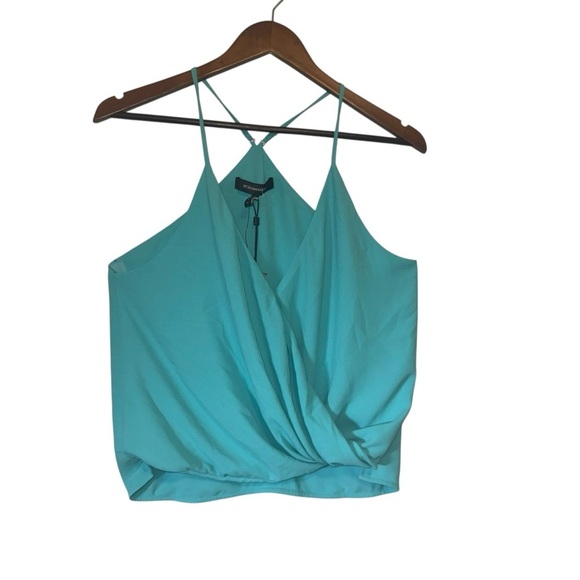Women's NWOT BCBGMaxAzria Turquoise Wrap Drapey Camisole Top - Picture 1 of 9